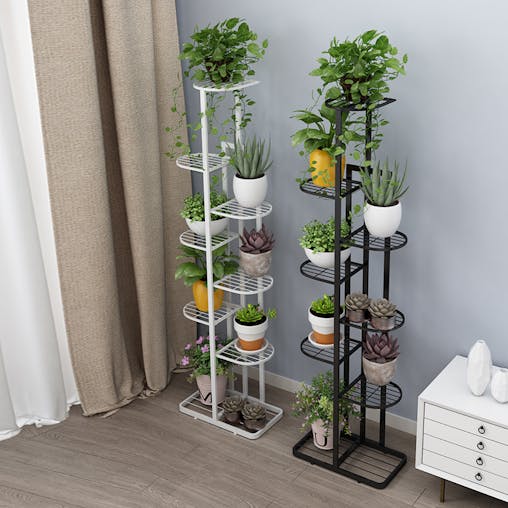 SOGA 8-Tier 9-Pot Black Metal Plant Stand Flowerpot Display Shelf Rack
