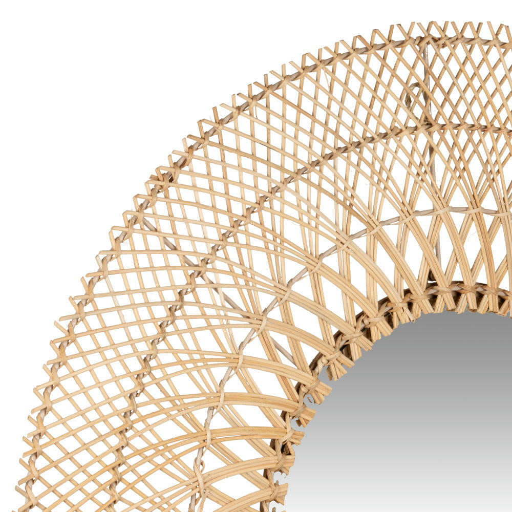 CHAMIZO - Miroir rond en rotin tressé D80