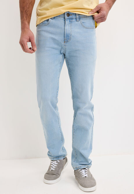 Mens Light Blue Wash Straight Leg Jeans