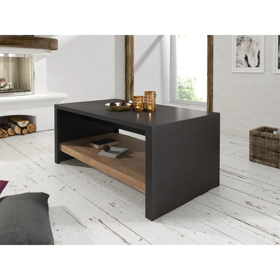 Meubella - Salontafel Monaco - Eiken - Grijs - 120 cm