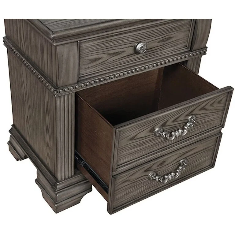 Nightstand Bedroom 1pc Nightstand Solid wood Satin Knickel Knobs and Pulls