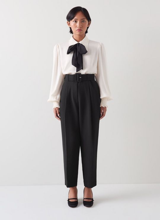 Tabitha Petite BlackBelted Crepe Trouser