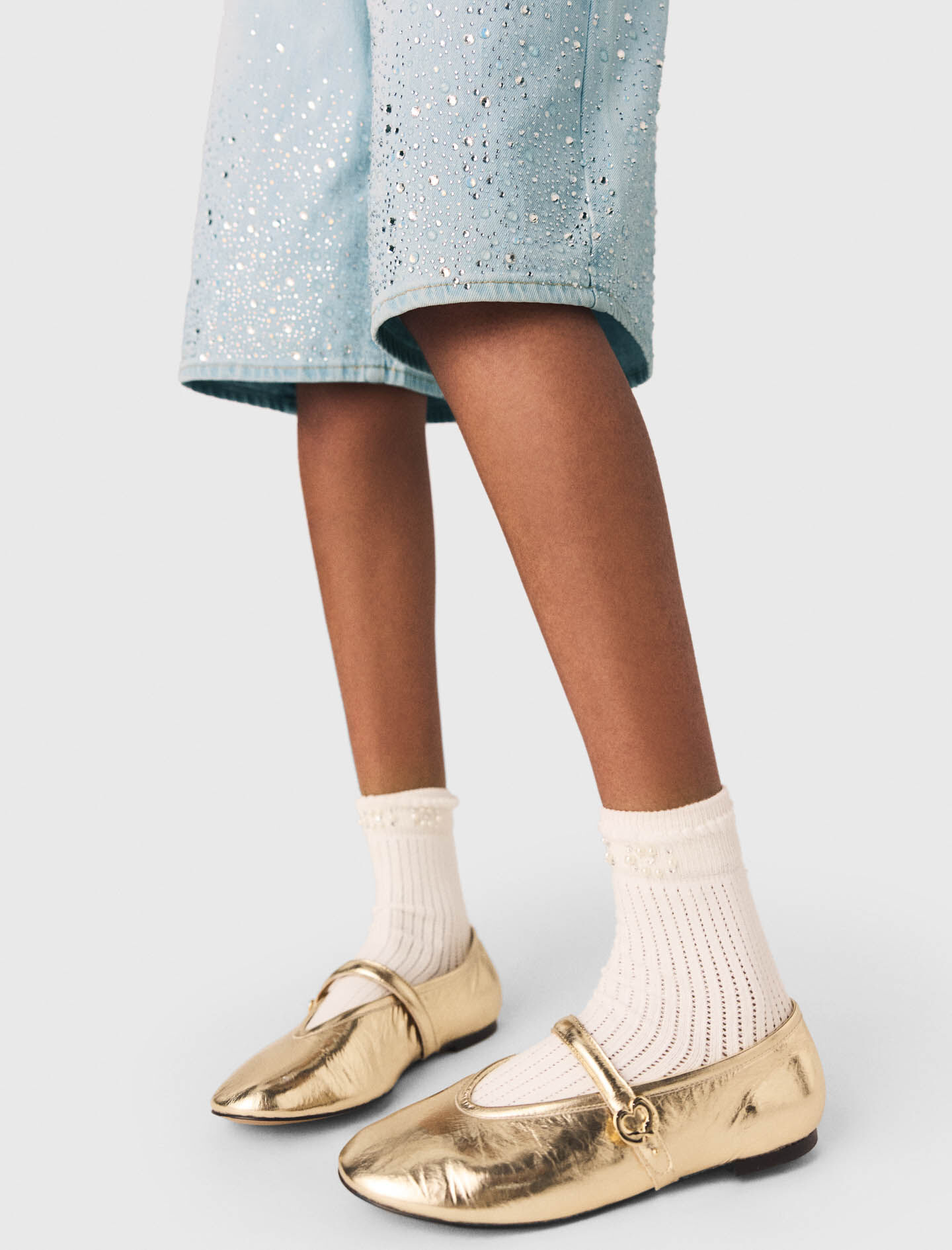 Ballerines en cuir metallisé