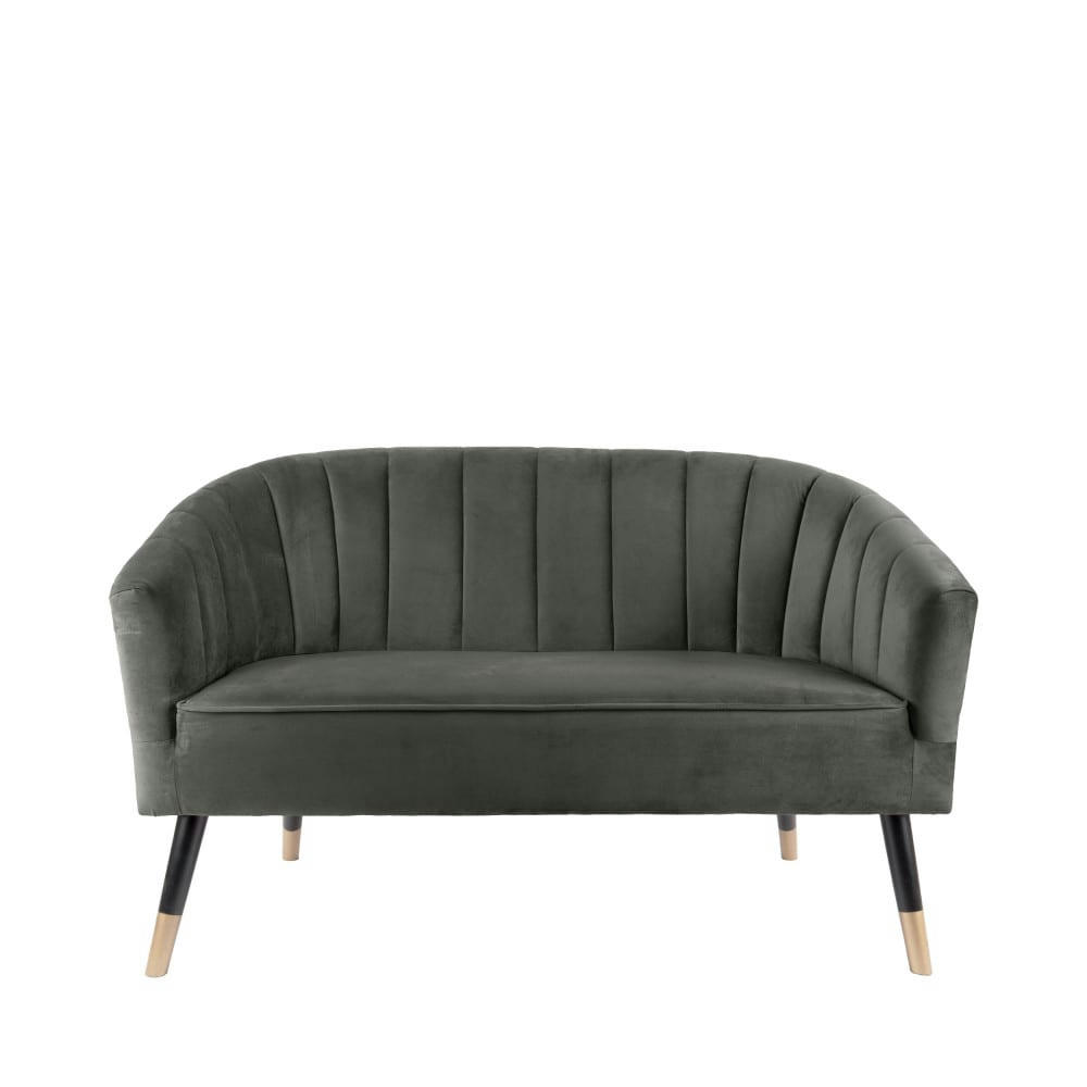 ROYAL - Canapé 2 places en velours vert kaki