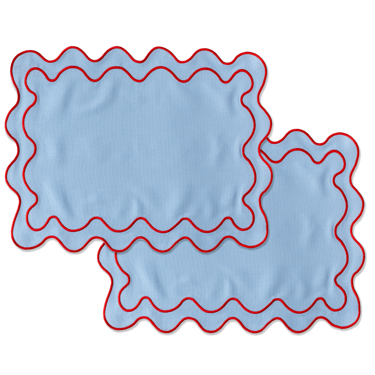 Kulu Club placemats Wavy - linnenmix - blauw - set van 2