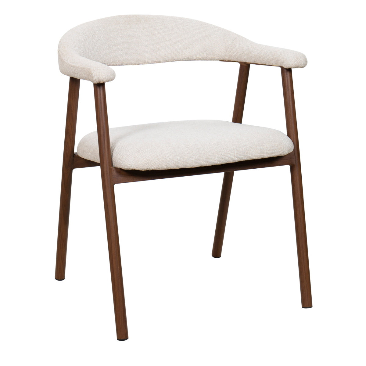 Giga Meubel Eetkamerstoel Mila - Beige/Walnoot - Zithoogte 48cm - Set van 2