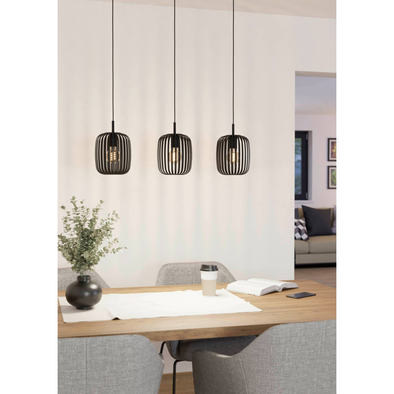 Suspension Romazzina noire Ø 32,5 cm E27 3 x 40 W EGLO