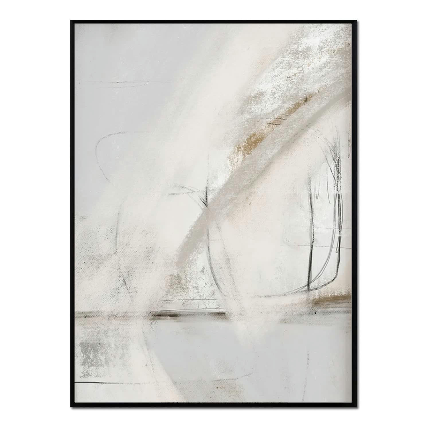 MINIMALISMO - Affiche avec cadre noir -  coups de pinceau abstraits - 30x40