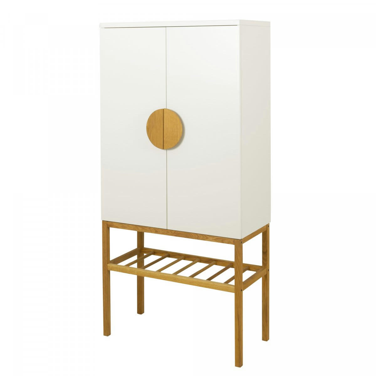 ATOUMA - Buffet haut 2 portes en bois blanc