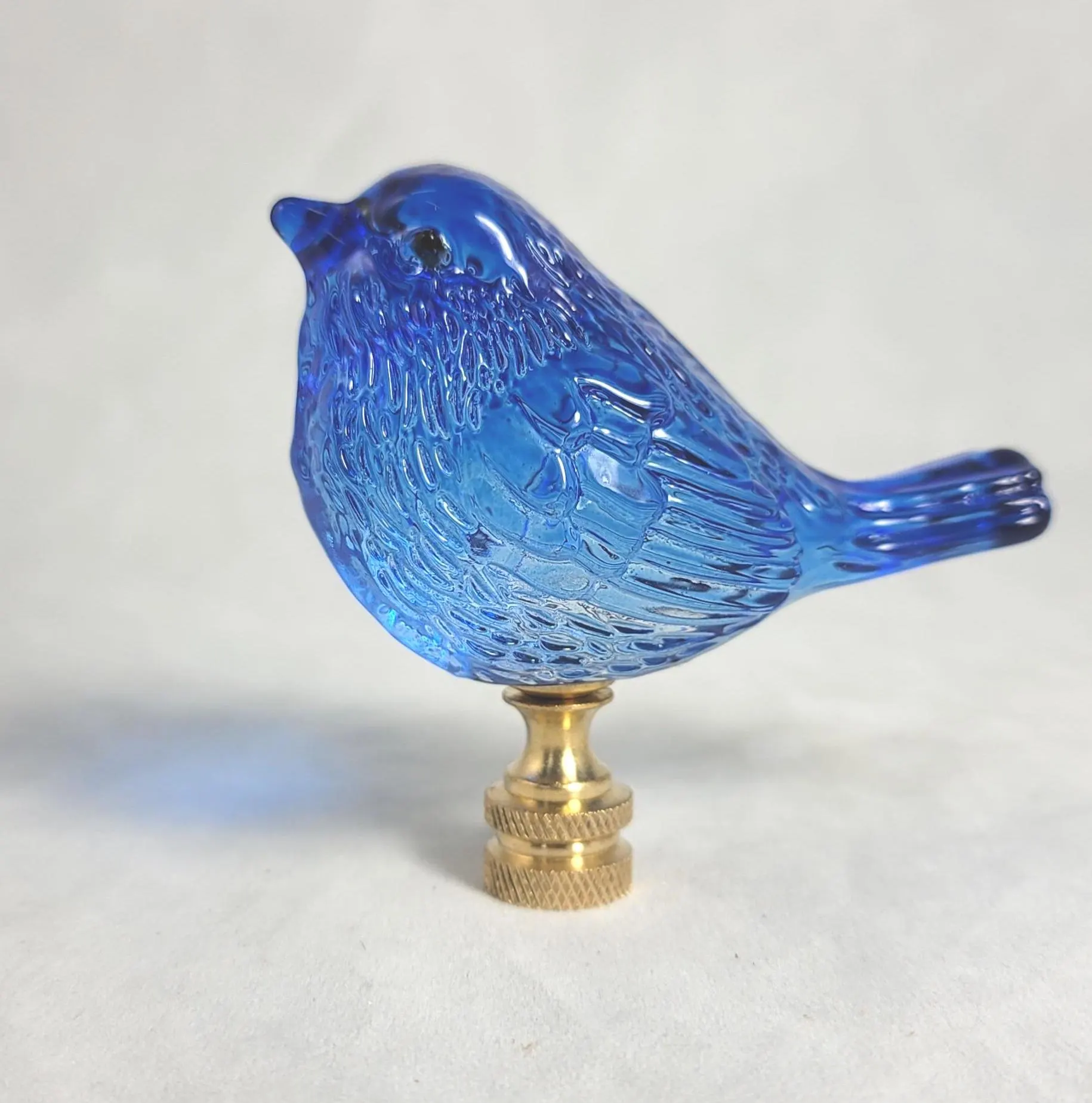 Blue Art Glass Bird Electric Lighting Lamp Shade Finial (NEW)