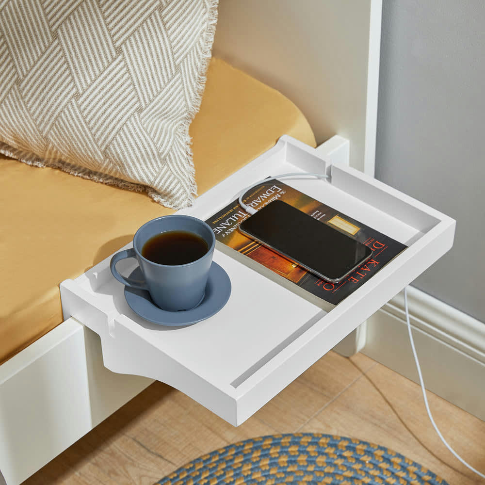 - Table de chevet suspendue effet bois blanc