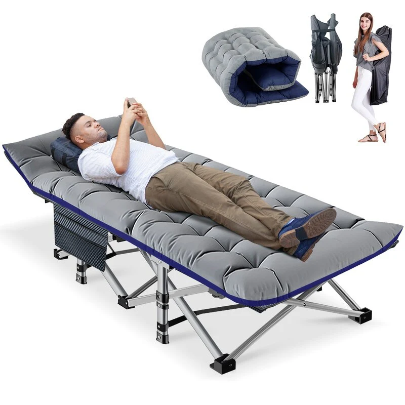 Folding Camping Cot, Double Layer Oxford Cot, for Camp and Office Use