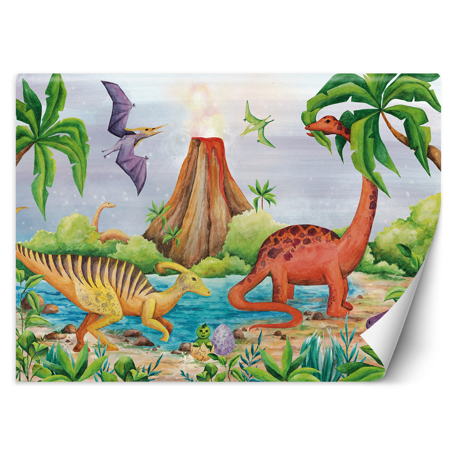 Feeby Fototapeta, Dinozaury nad jeziorem 150x105