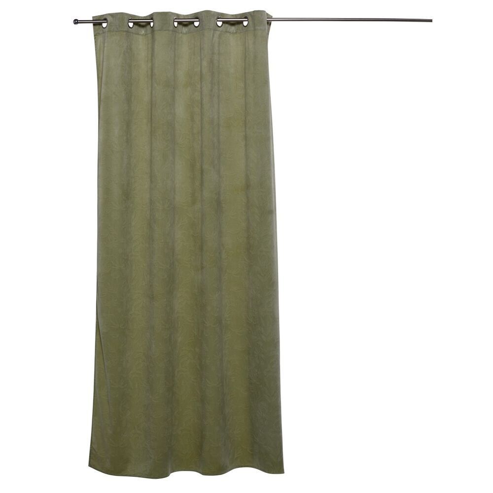 Rideau velours embossé vert motif végétal 100% polyester 140x240cm
