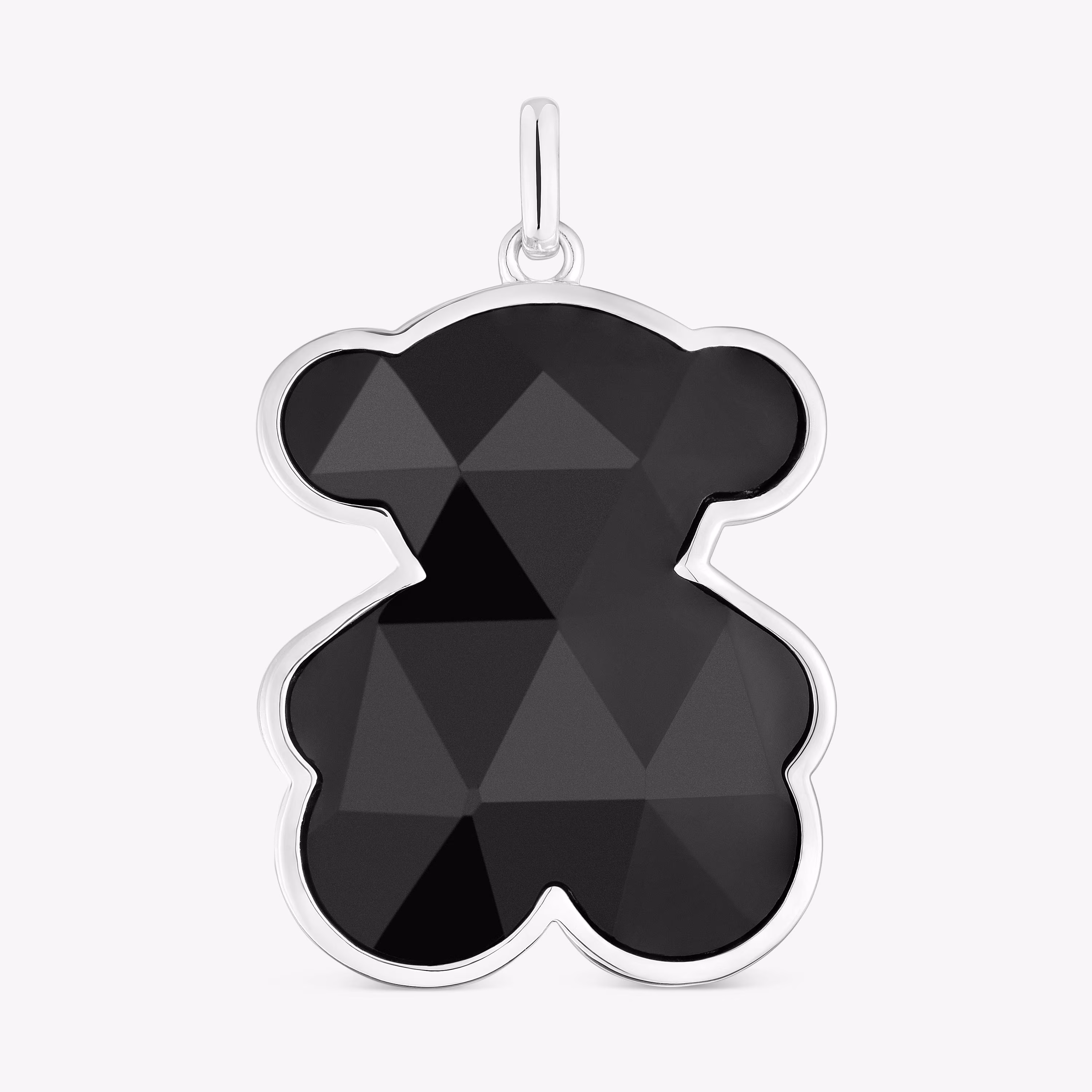Colgante grande de plata y motivo oso en ónix Icon Color