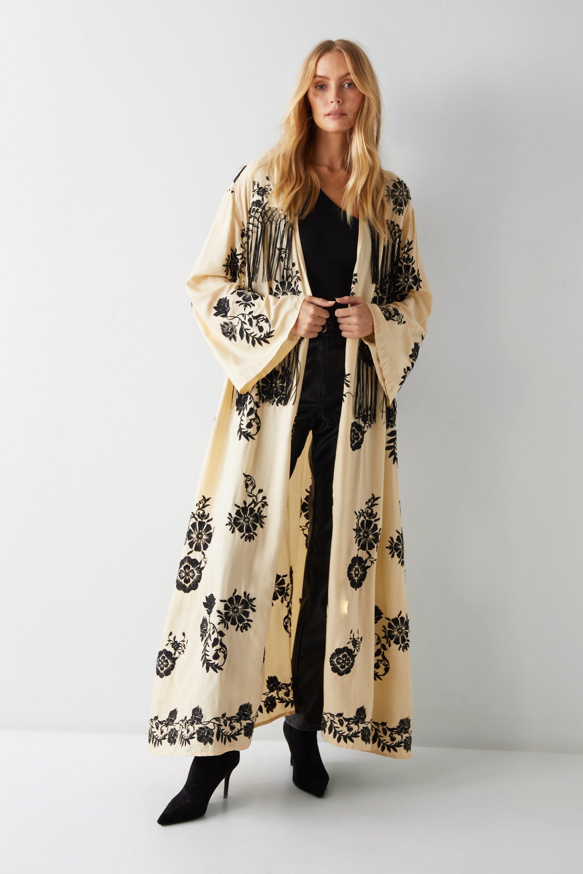 Warehouse Premium Embroidered Tassel Kimono