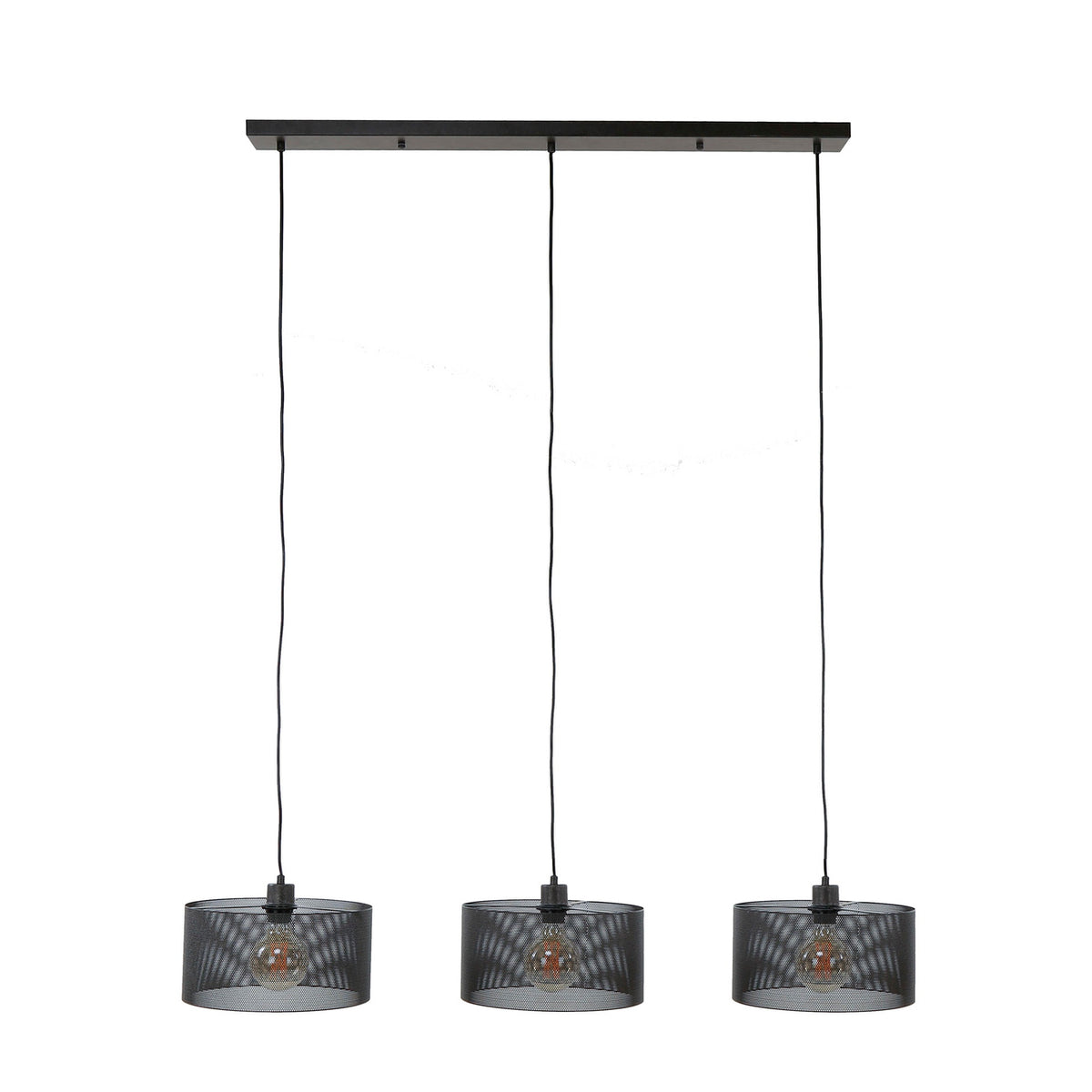Giga Meubel Hanglamp Mesh Rond - Zwart Metaal - 3-Lichts - 120x30x150cm