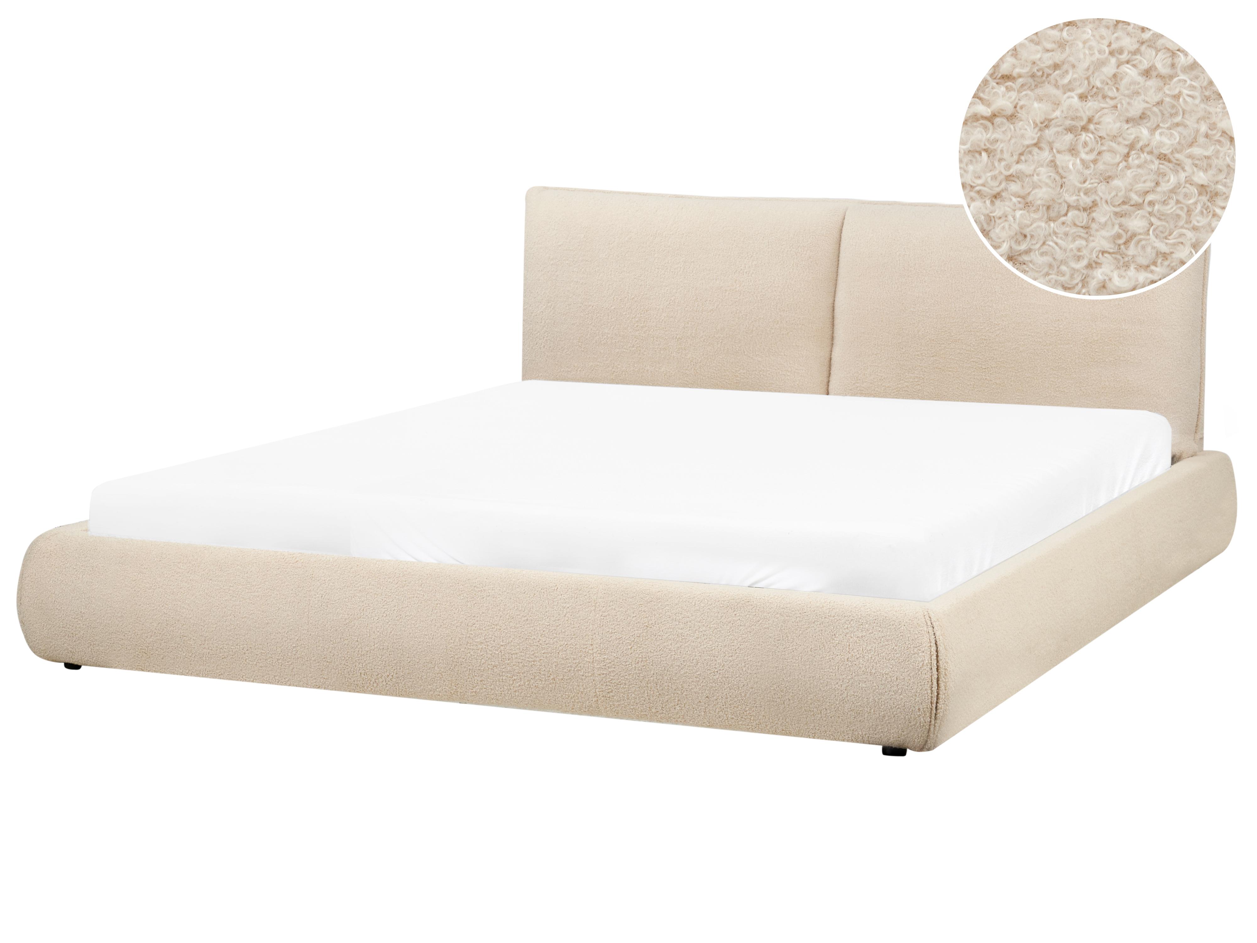 Bed Boucle VINAY 180 x 200 cm (EU Super King) Light Beige