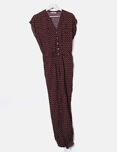 Camaïeu Fluid brown jumpsuit printed