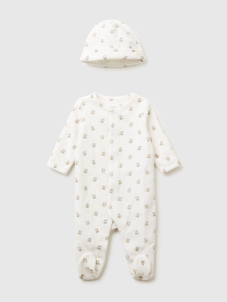 Onesie and chenille cap set