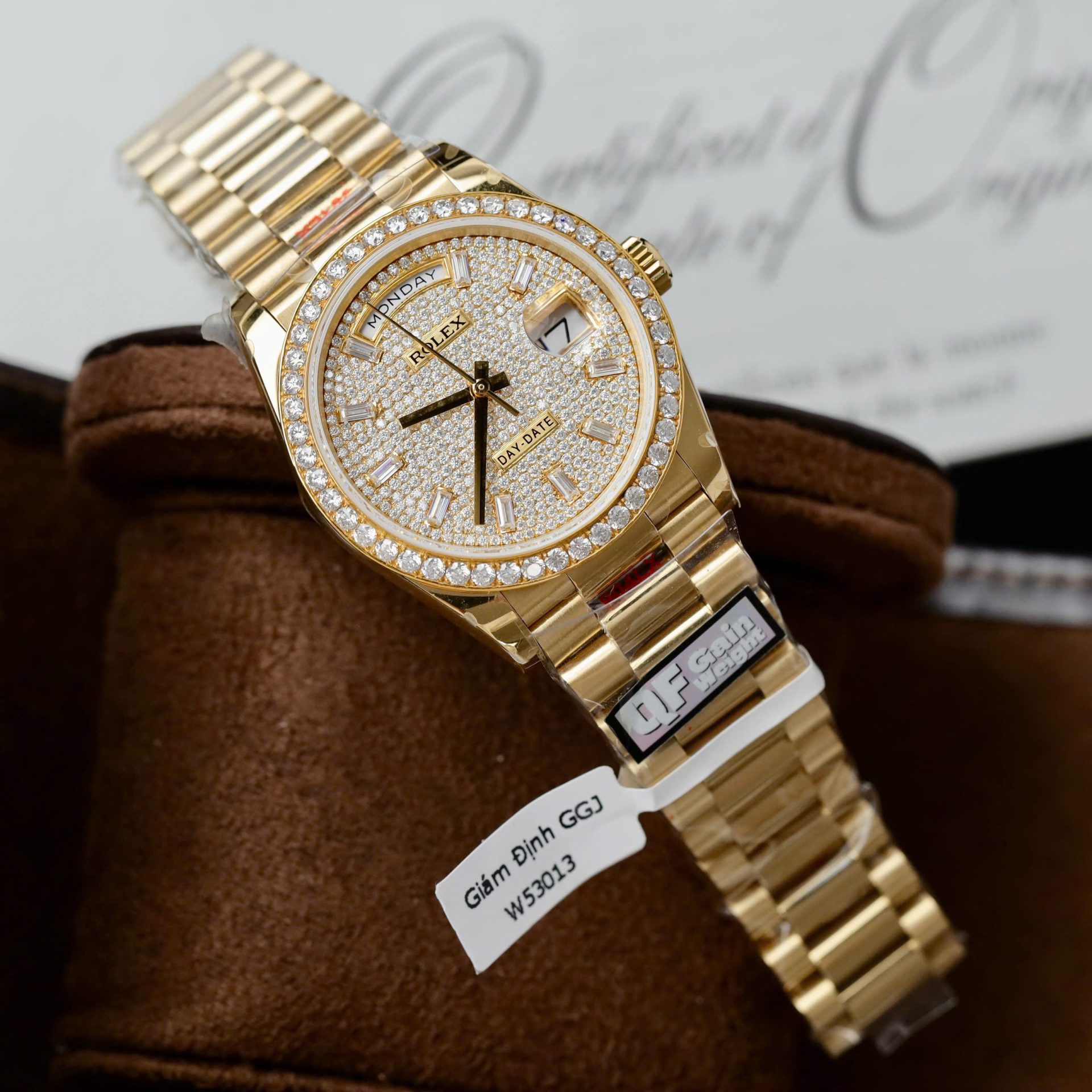 Rolex Day-Date YG Plated Diamond Dial 36mm Super Clone