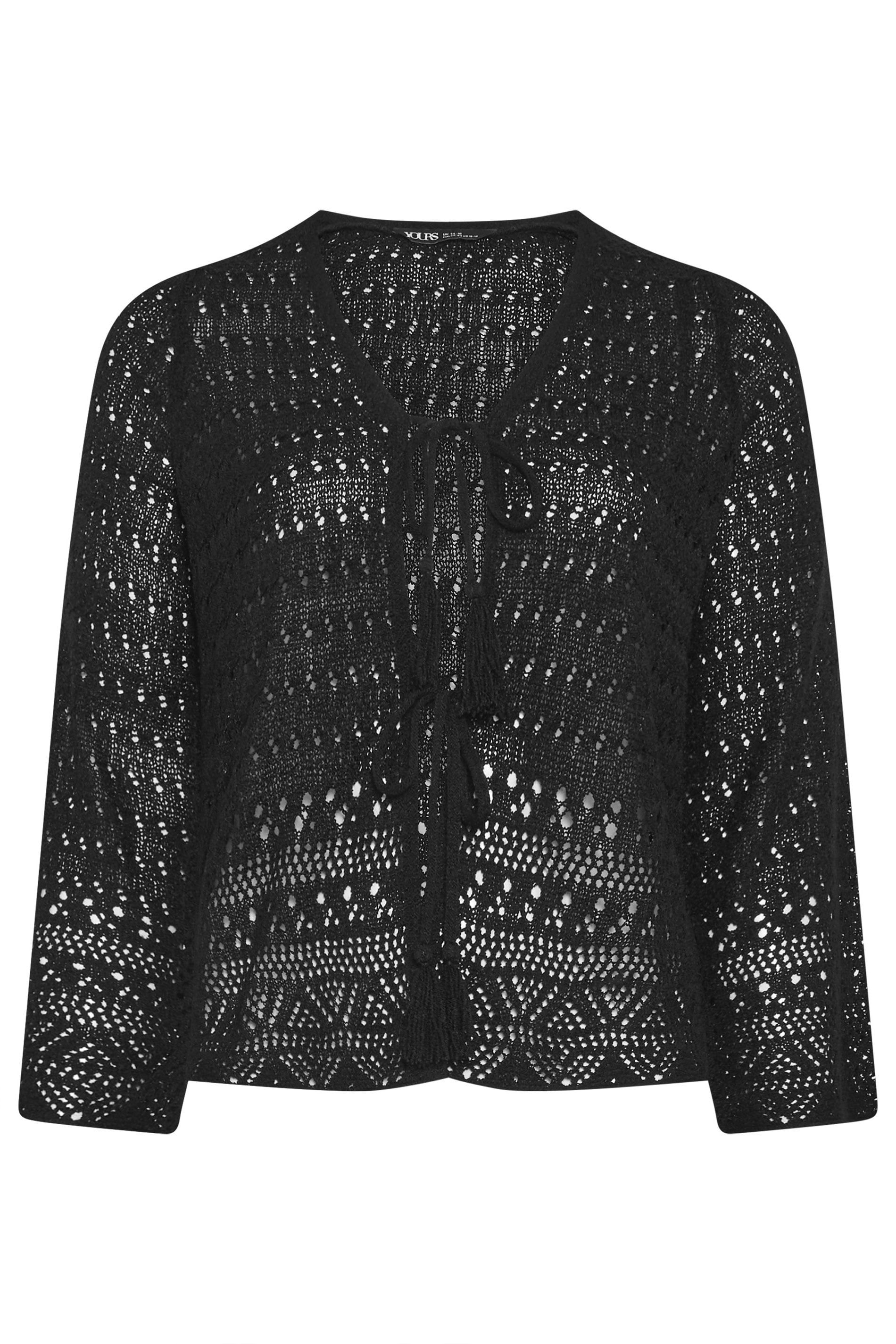 Yours Pointelle Knitted Tie Cardigan