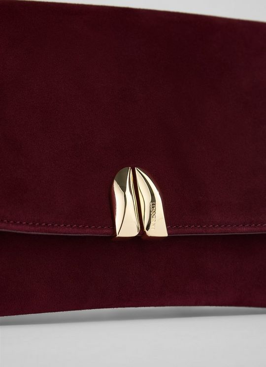 Aria Burgundy Suede Clutch Bag