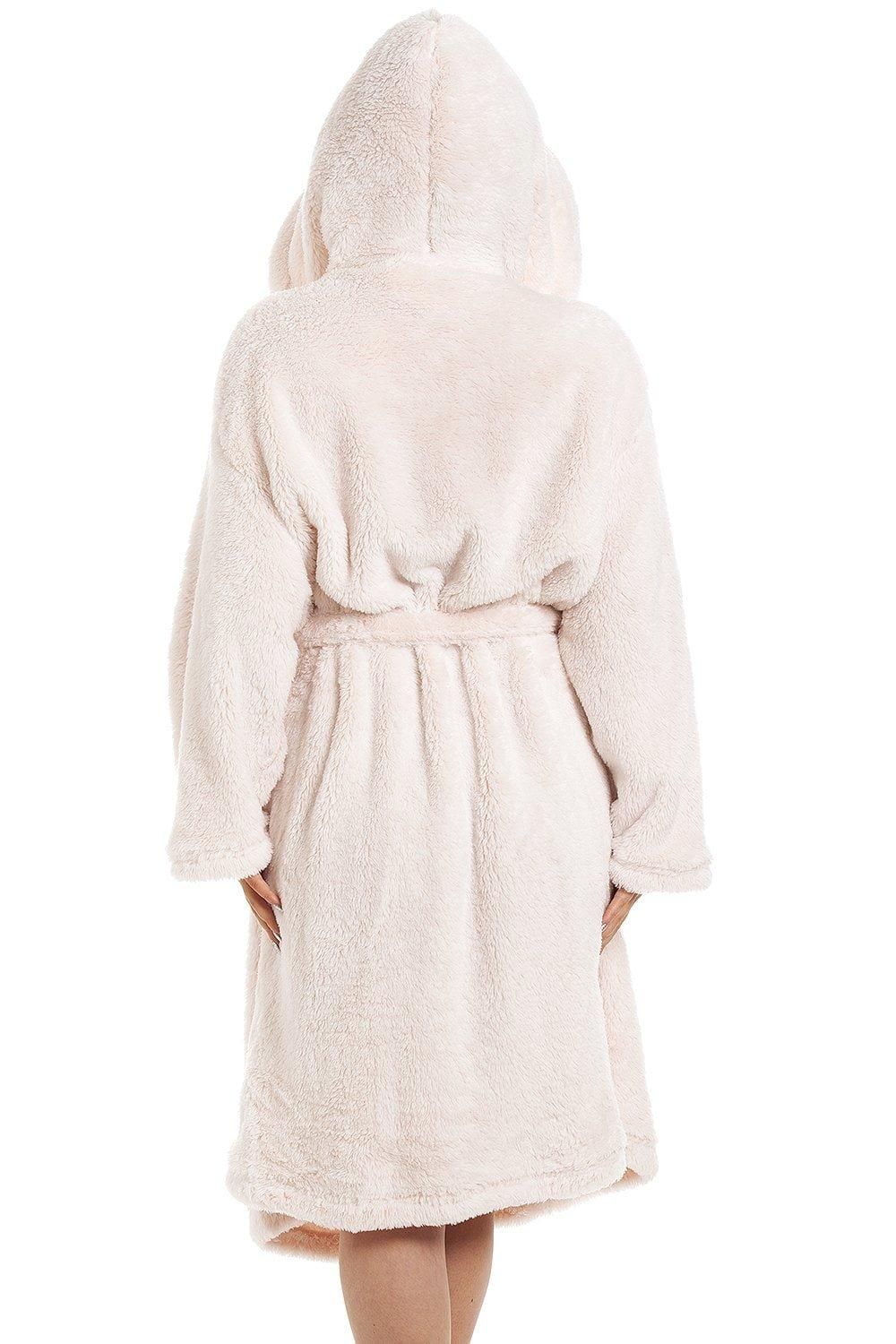 Camille Supersoft Fluffy Fleece Hooded Bathrobe