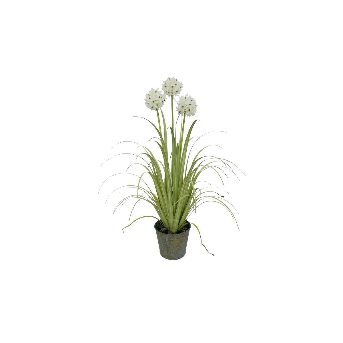 AGAPANTH - Agapanthe artificielle à fleurs blanches pot en zinc h99cm