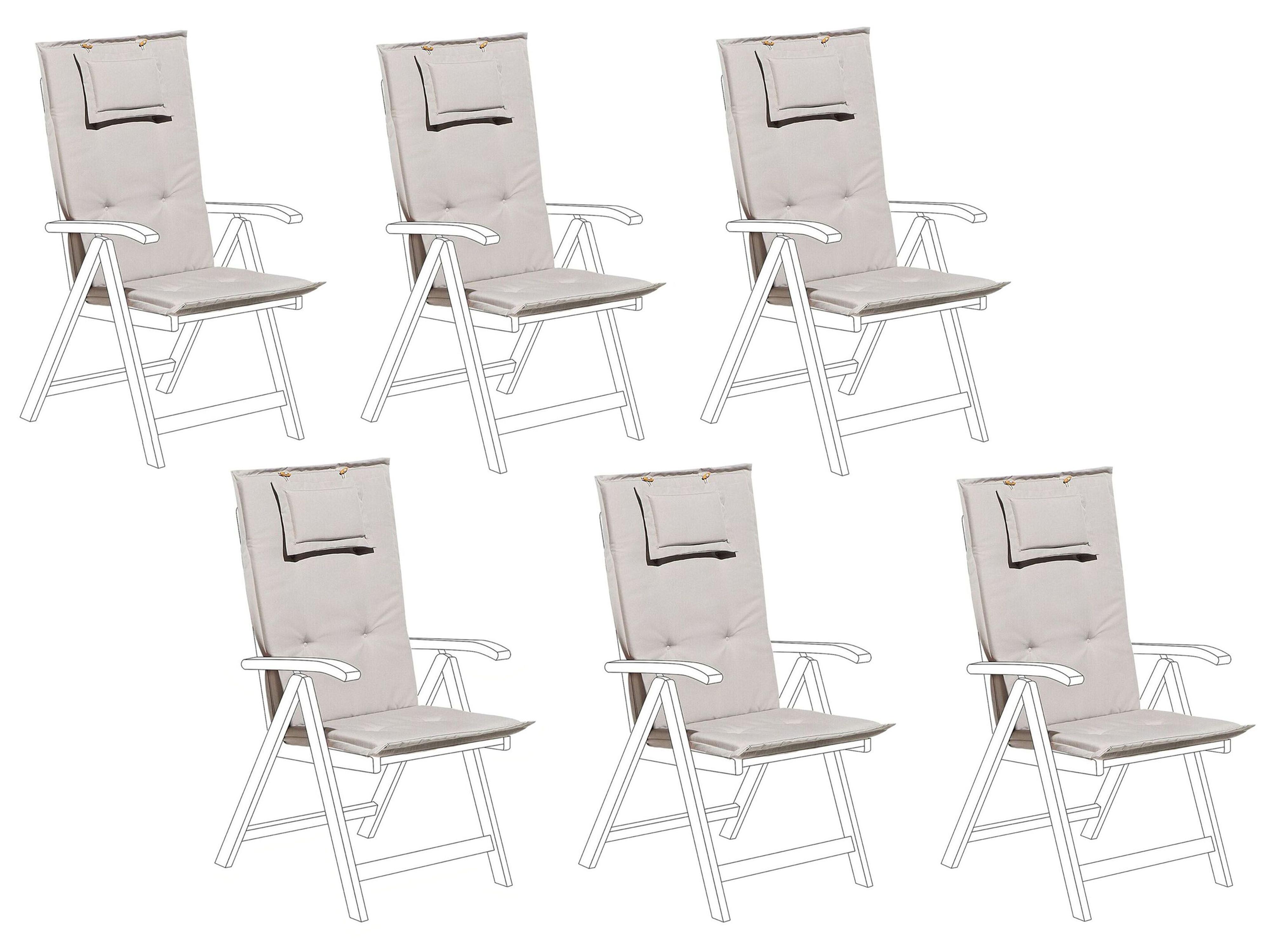 Set of 6 Back/Seat Cushions JAVA/AMANTEA 50 x 70 cm Taupe