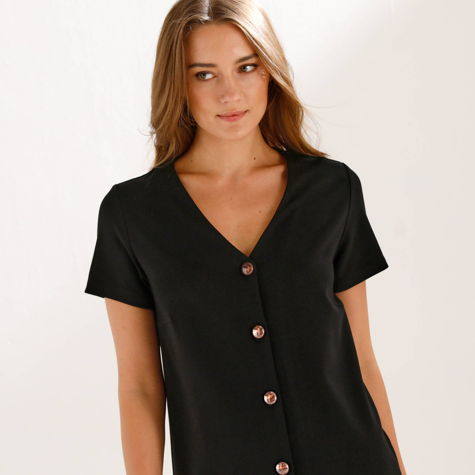 Robe boutonnée en maille milano
