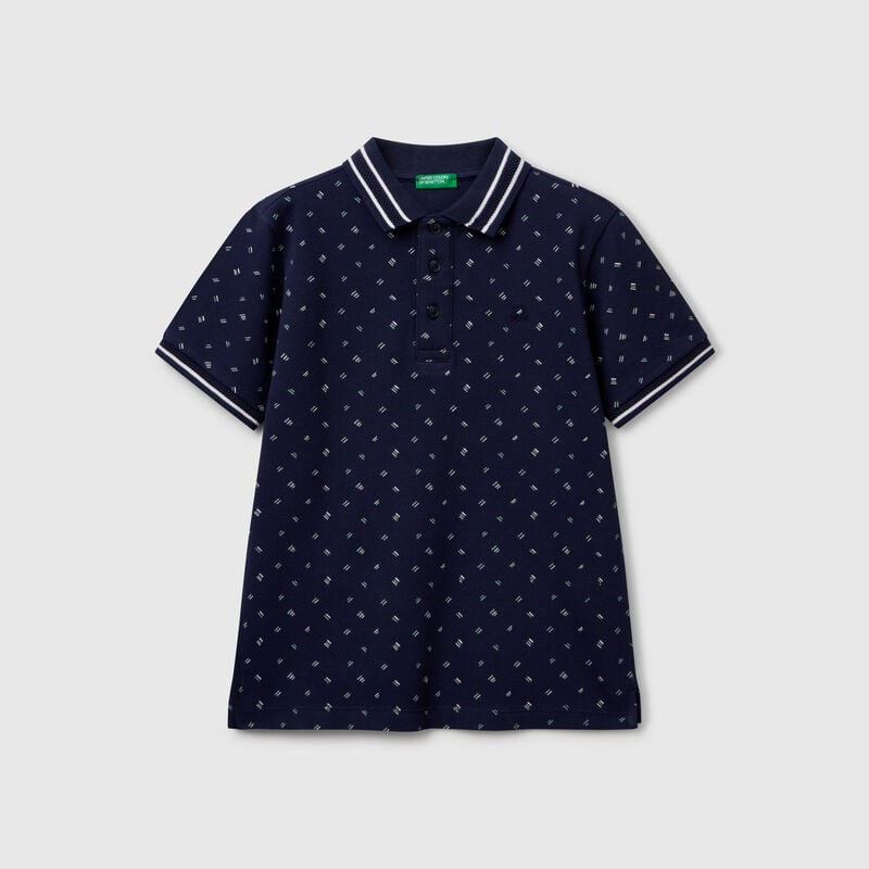 Micro patterned polo shirt in pure cotton