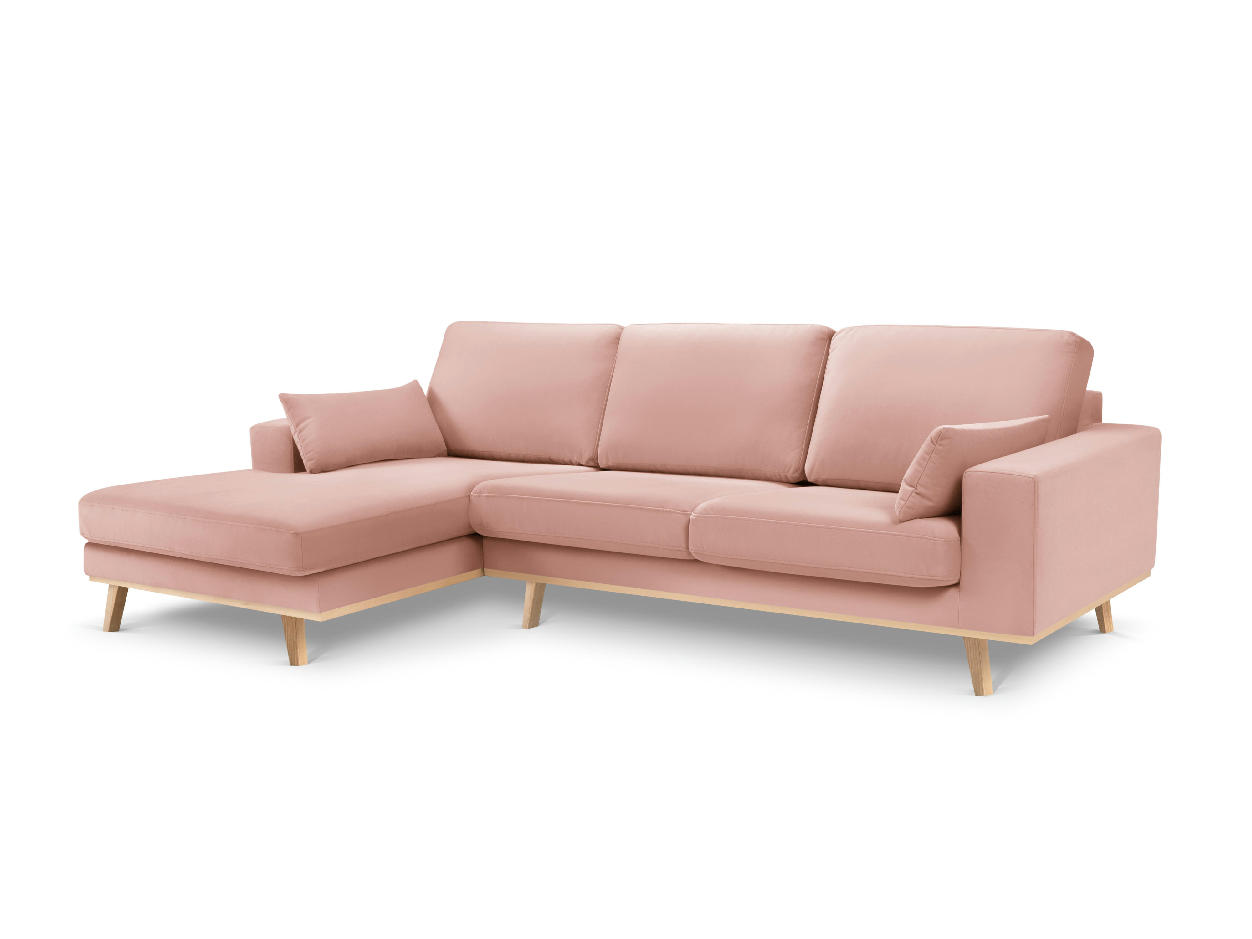 TUGELA - Canapé d'angle gauche 4 places en velours rose