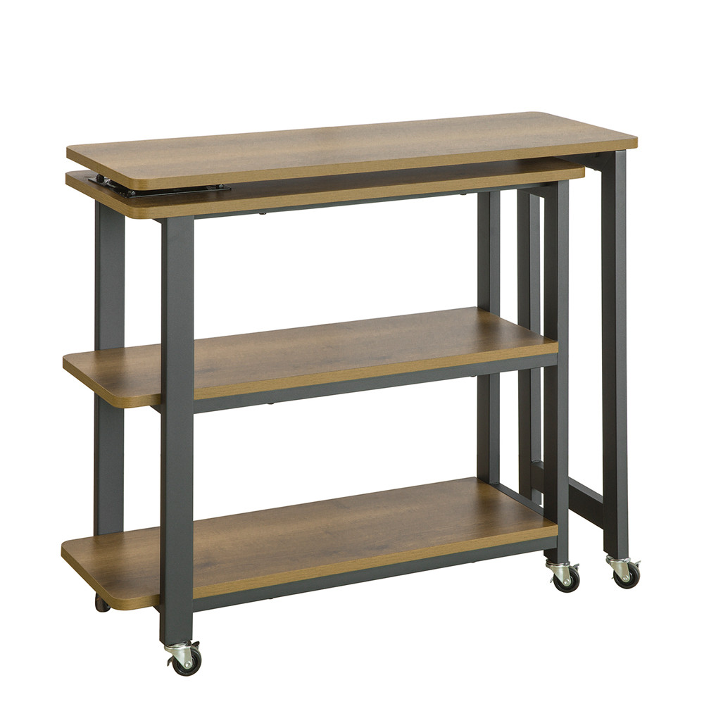 SoBuy Stolik kawowy z trzema półkami Ciemnobrązowy 132.5x30x68.5cm FWT83-PF