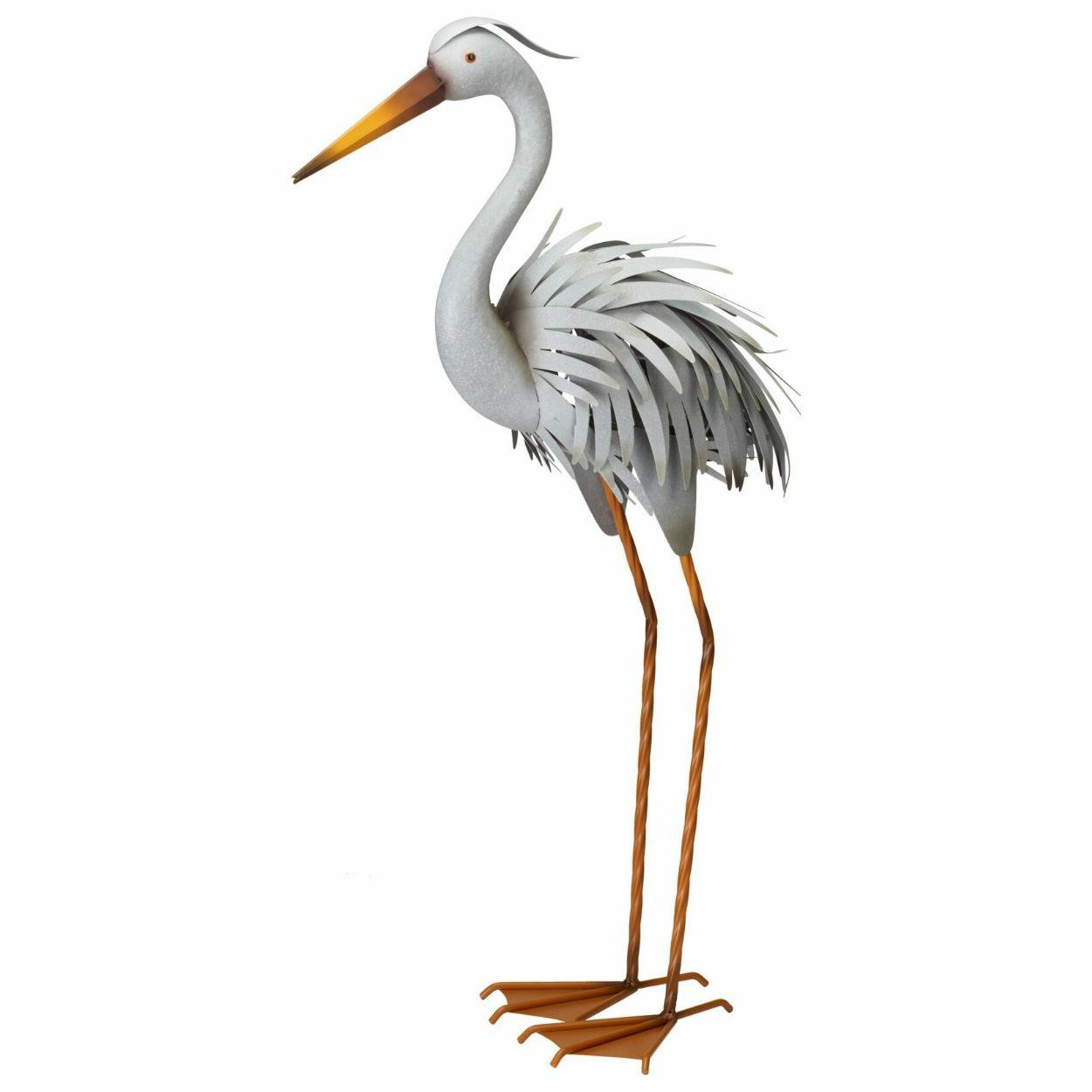 Metalowa czapla dekoracyjna do ogrodu 78,5 cm elegancka figura