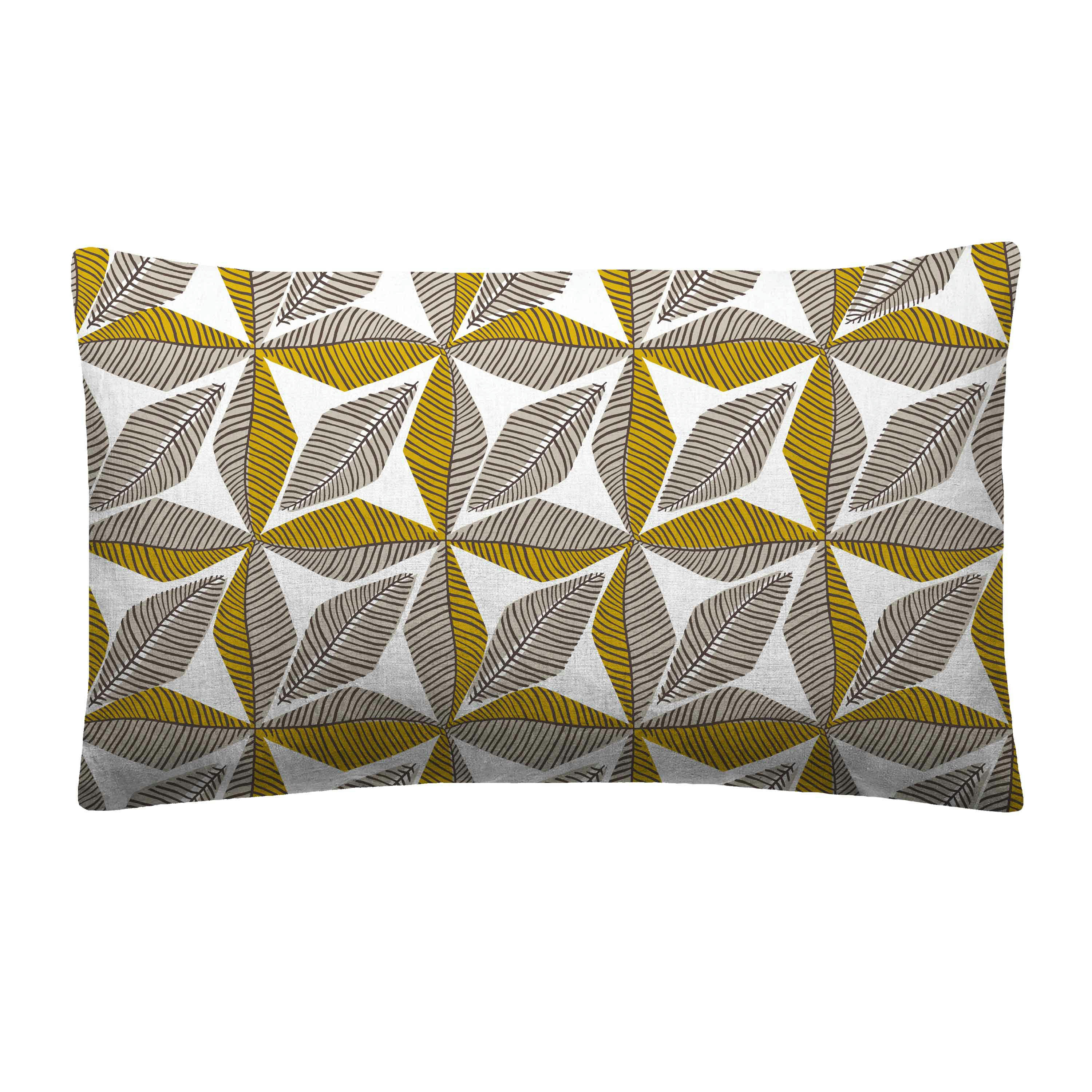 TOGO - Housse de coussin bi matière en lin et coton 33x57cm Safran