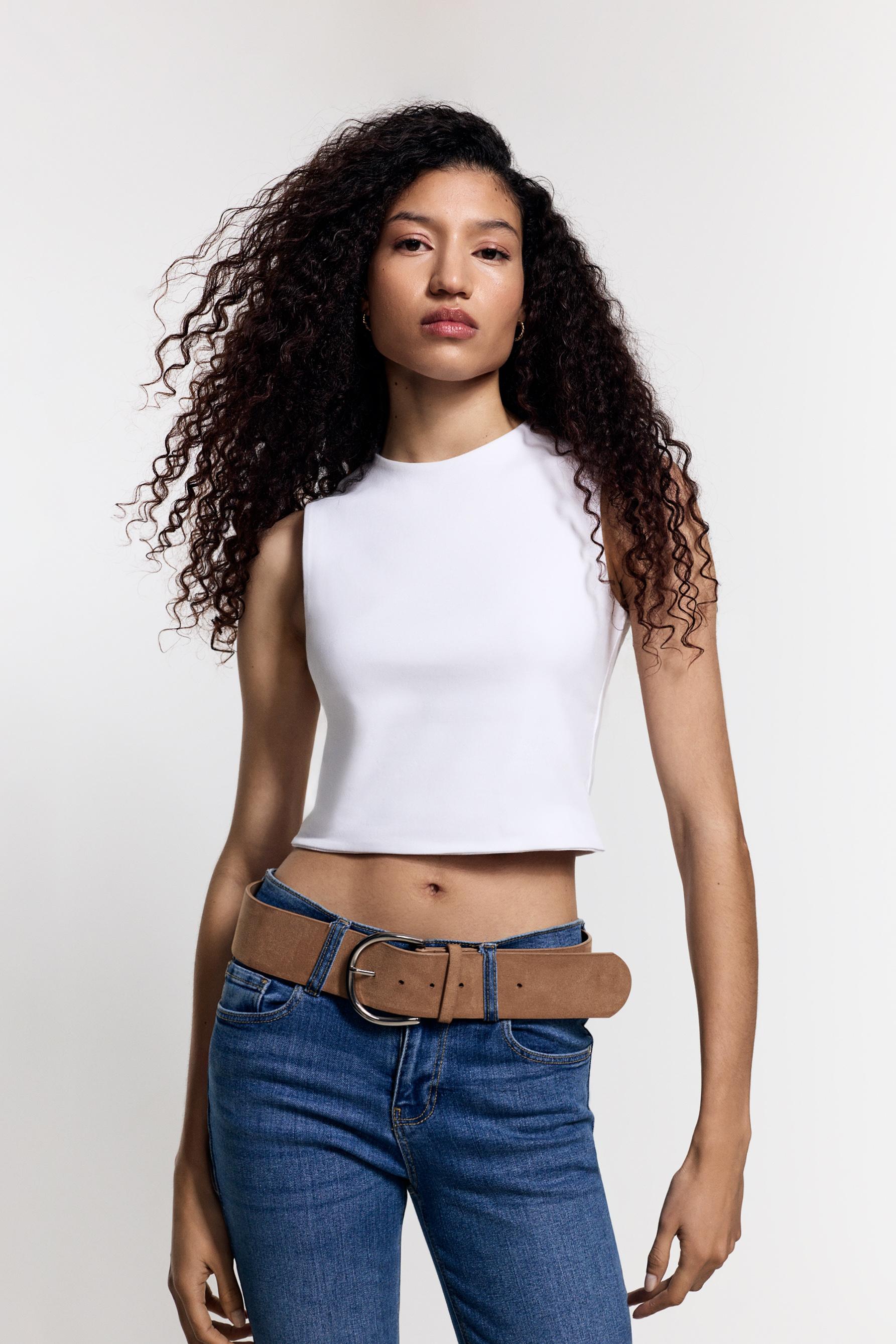 Camiseta cropped canalé