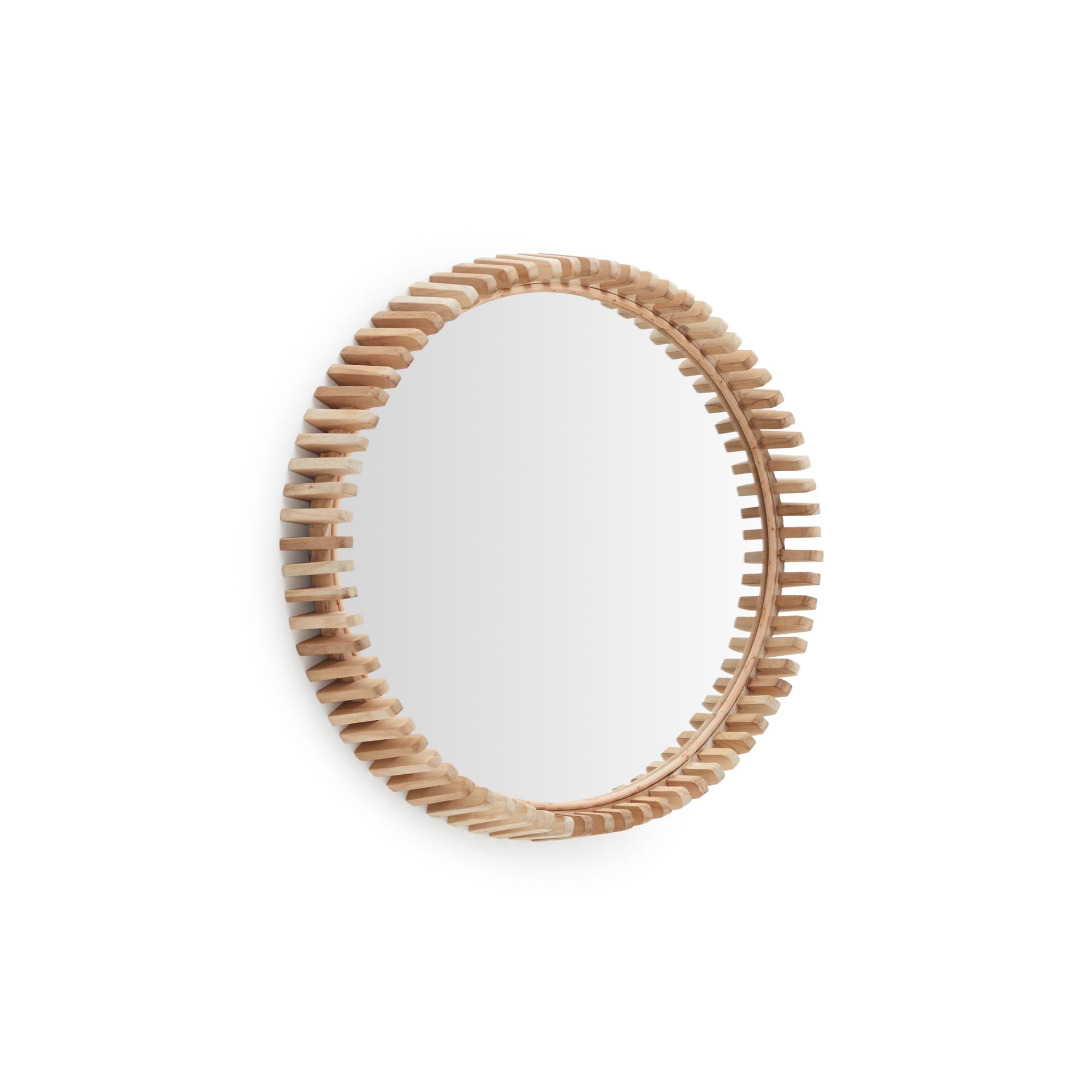 Kave Home - Polke spiegel van teakhout Ø 60 cm