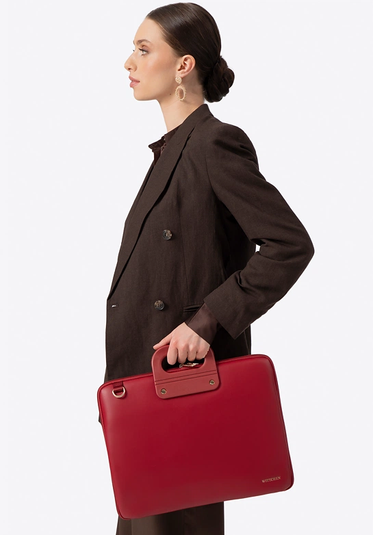Torba na laptopa 15” z imitacji skóry czerwona