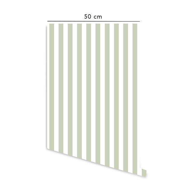 Papier peint adhésif petites rayures vert et blanc vinyle lavable et amovible - 1 rouleau 50x300 cm - Decochic