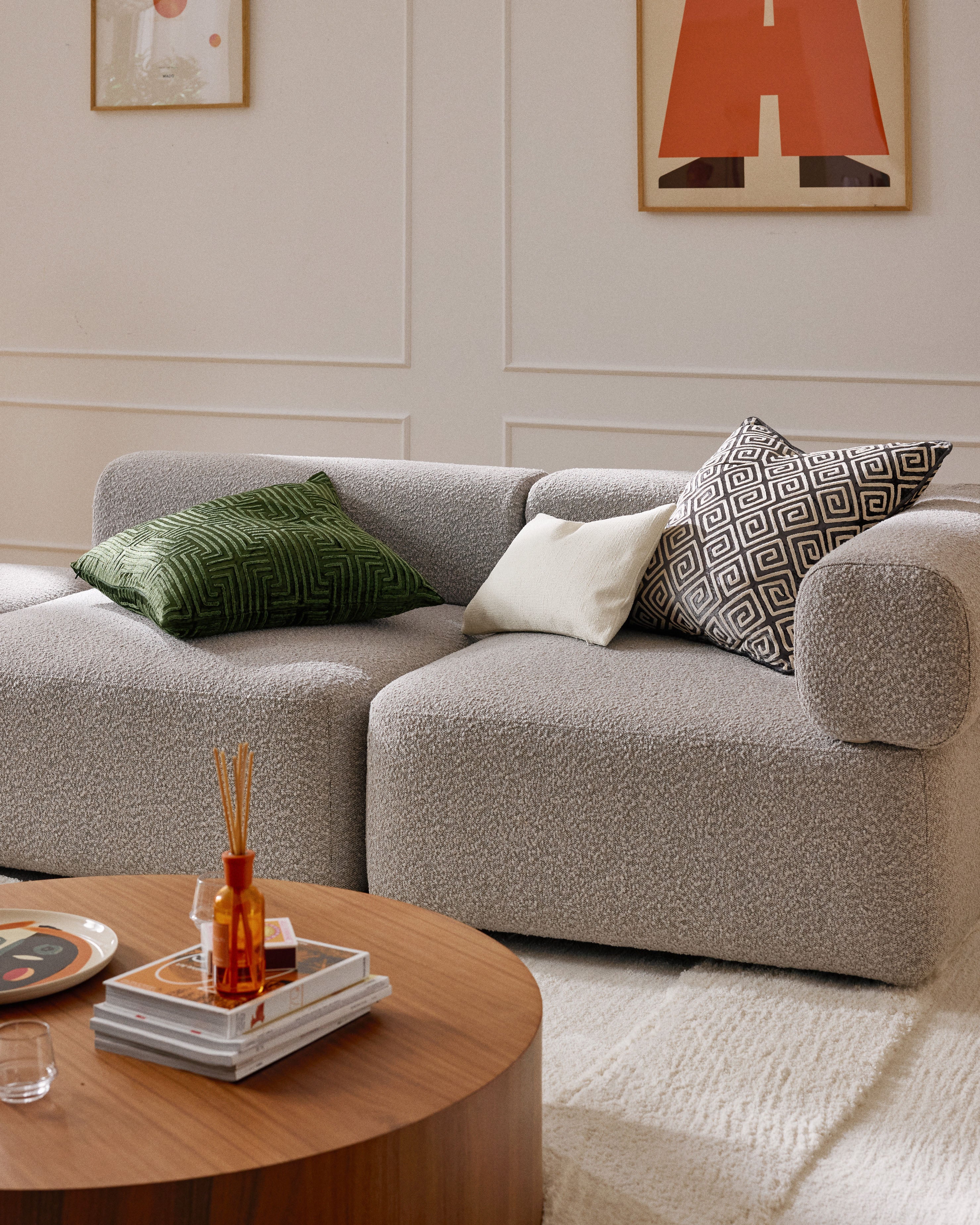 Samt-Kissenhülle Solenne mit Chenille-Stickerei
