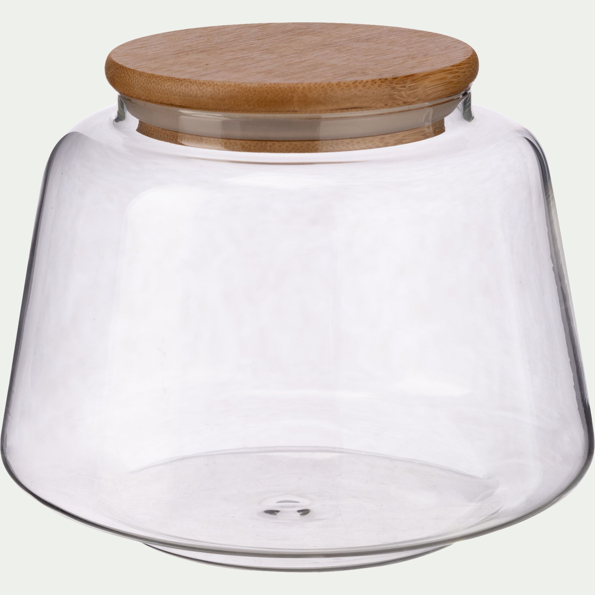BOMBI - Bocal conique en verre avec couvercle en bambou 1L - transparent