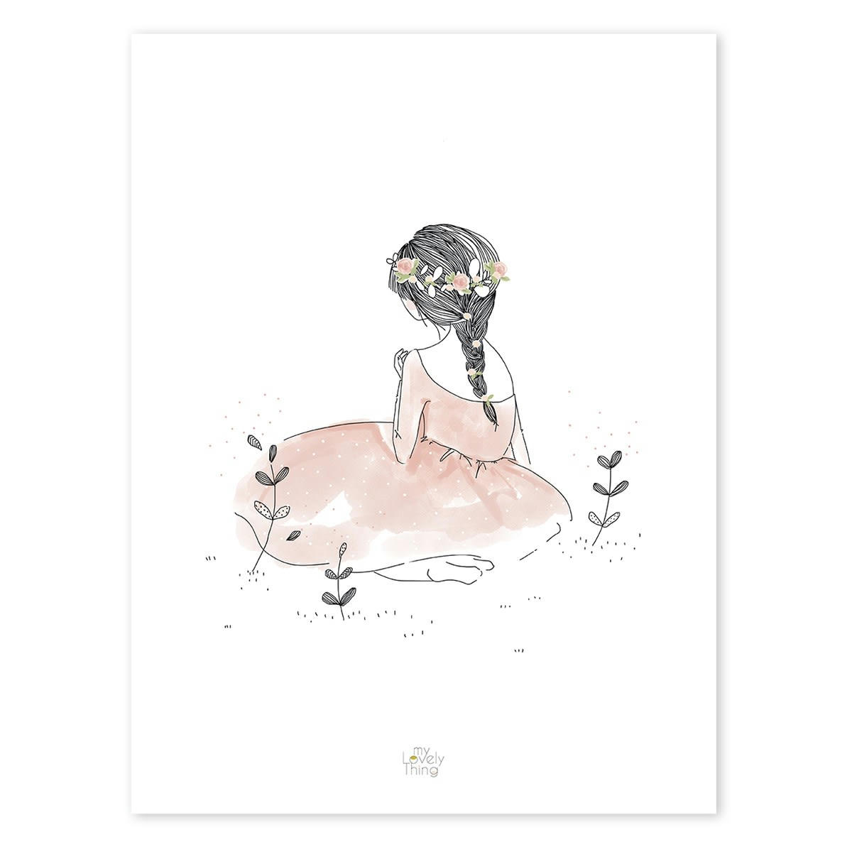 ROSAE - Affiche fillette en Papier Rose pâle