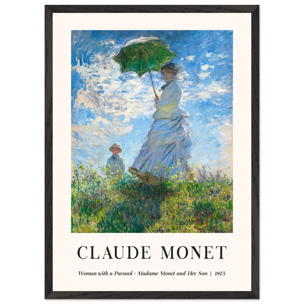 Artfulprints Poster met Lijst Claude Monet - Women with a parasol  - 50x70 cm - Blauw