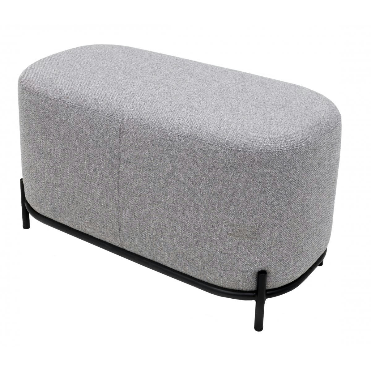 FOLIO - Grand pouf rond en tissu pieds métal gris