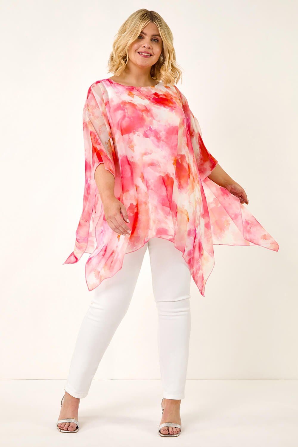 Roman Curve Watercolour Print Overlay Top