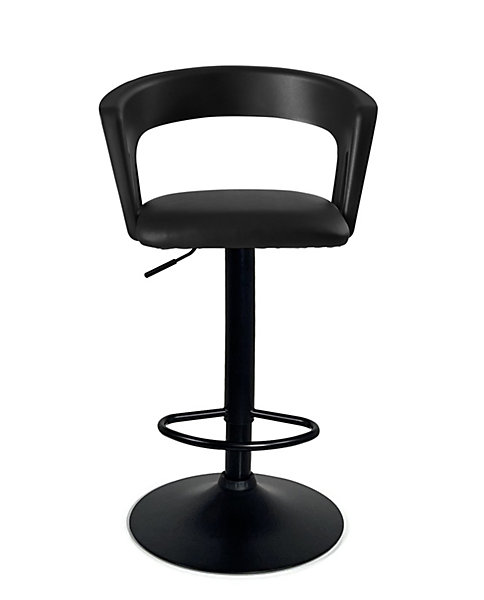 Lot 2 Tabourets De Bar Dossier Accoudoirs Coussin Pivotant Hauteur Réglable AYO (noir Intégral)