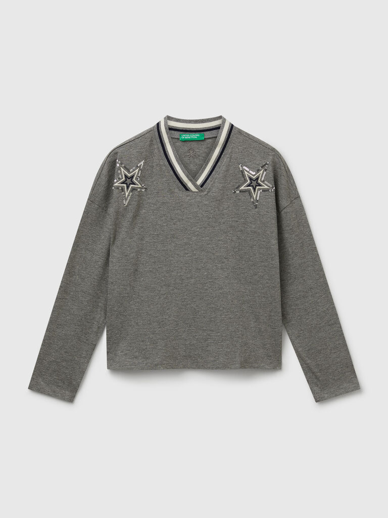 T-shirt with sequin embroidery