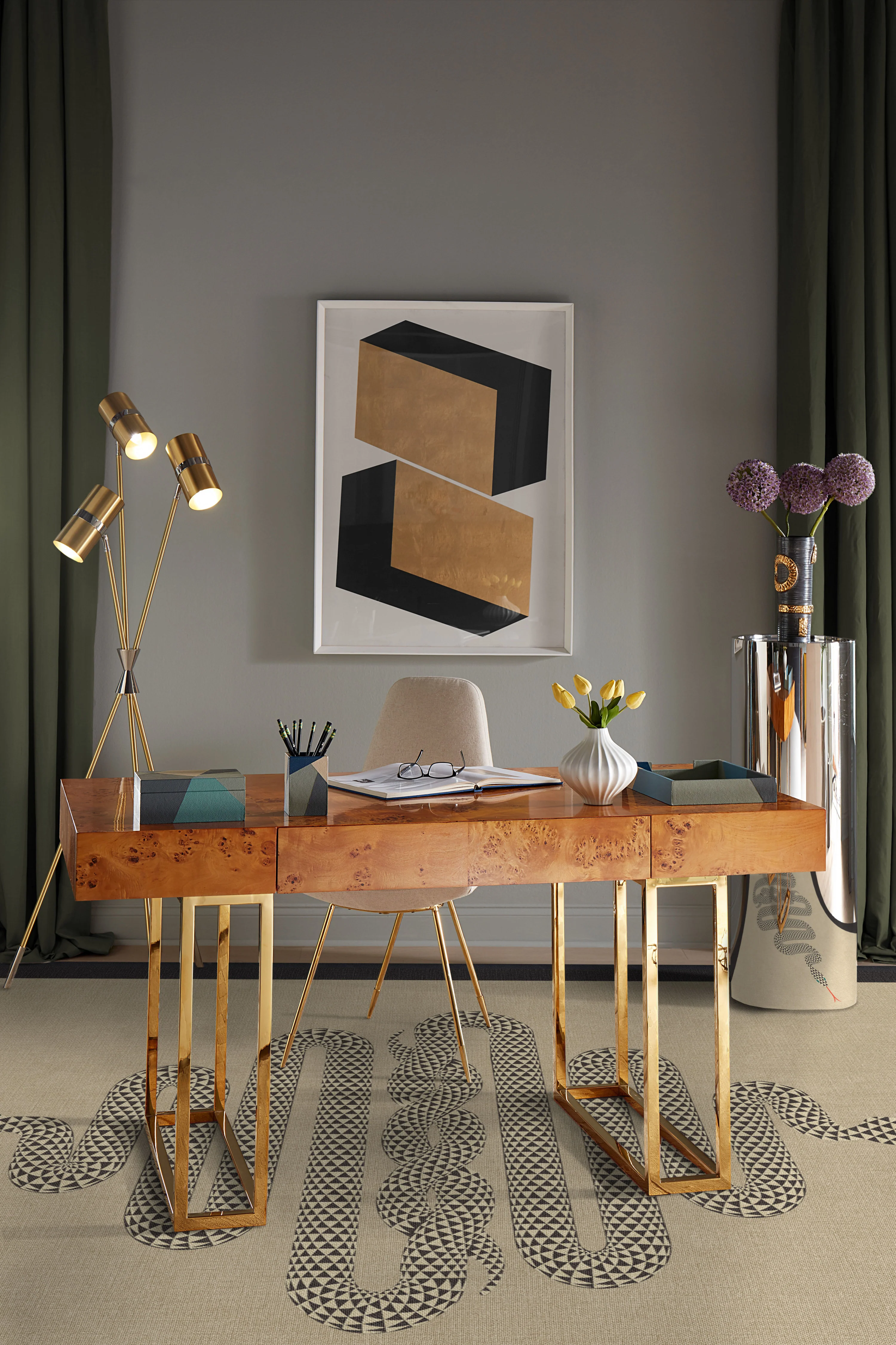 Waschbarer Kurzflor-Teppich Venom von Jonathan Adler
