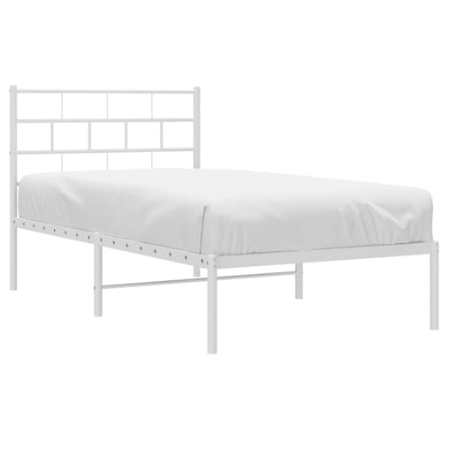 NNEVL Metal Bed Frame with Headboard White 107x203 cm